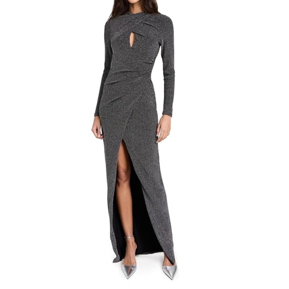Black Halo Eve-  Cece Pleated Cutout Shimmer Column Gown - Picture 1 of 15